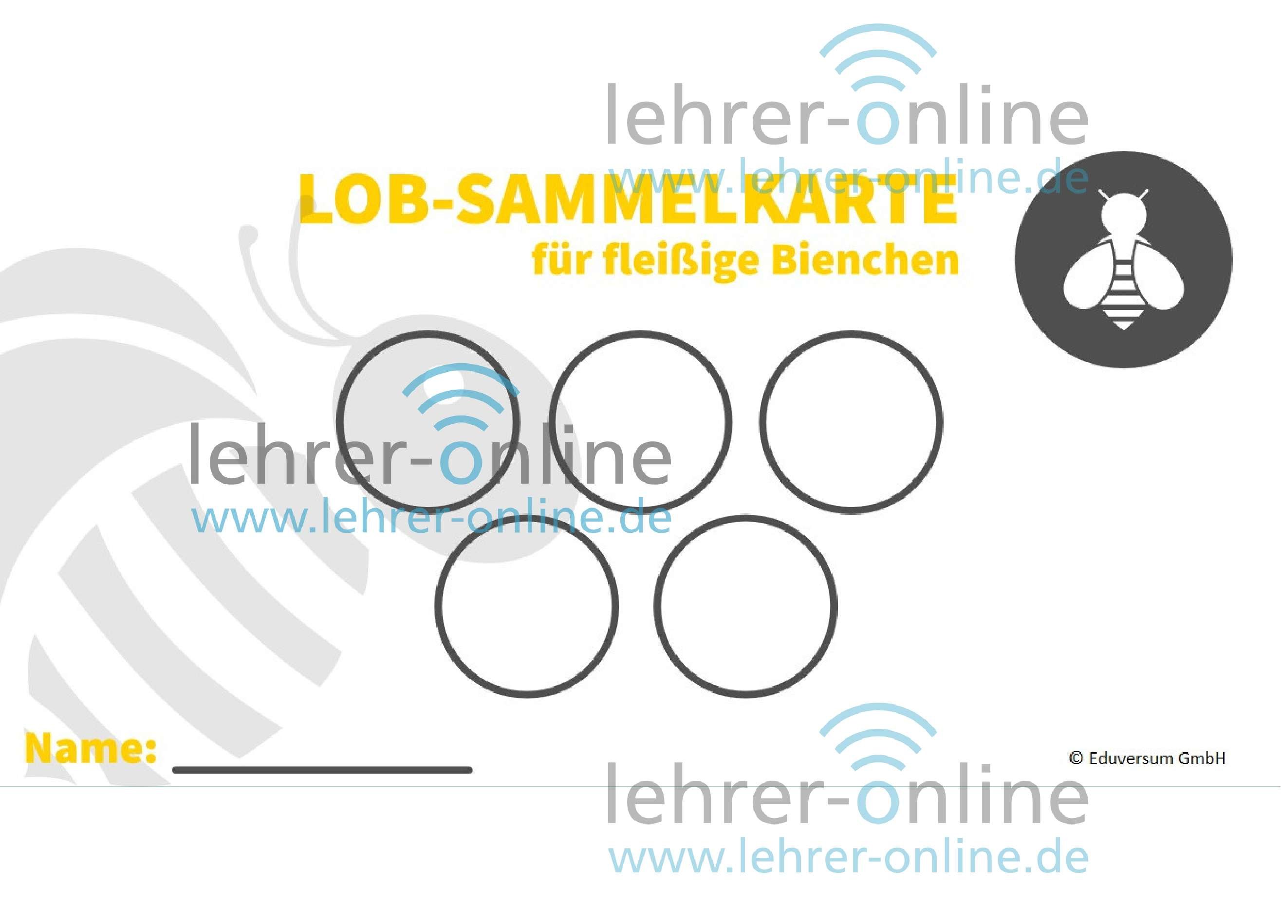 Stempel-Sammelkarte fleißiges Bienchen 