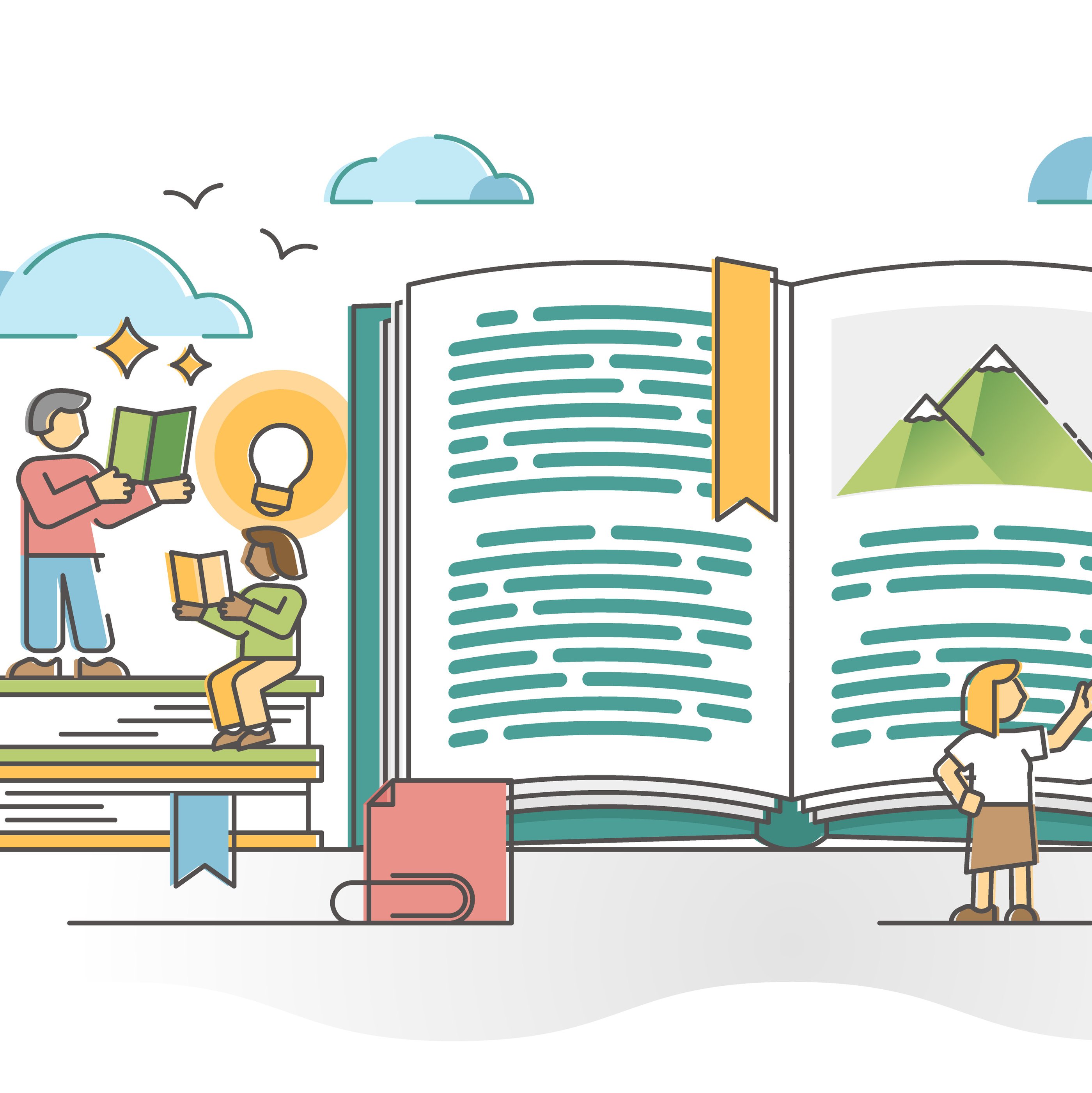 Animierte Bücher und Personen