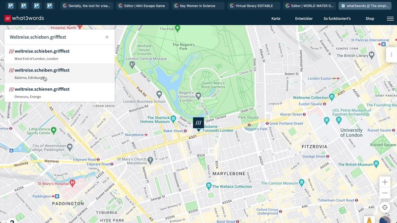 Aufnahme von einer Karte von London.