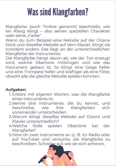 Thematischer Einstieg Klangfarben Thematischer Einstieg Klangfarben