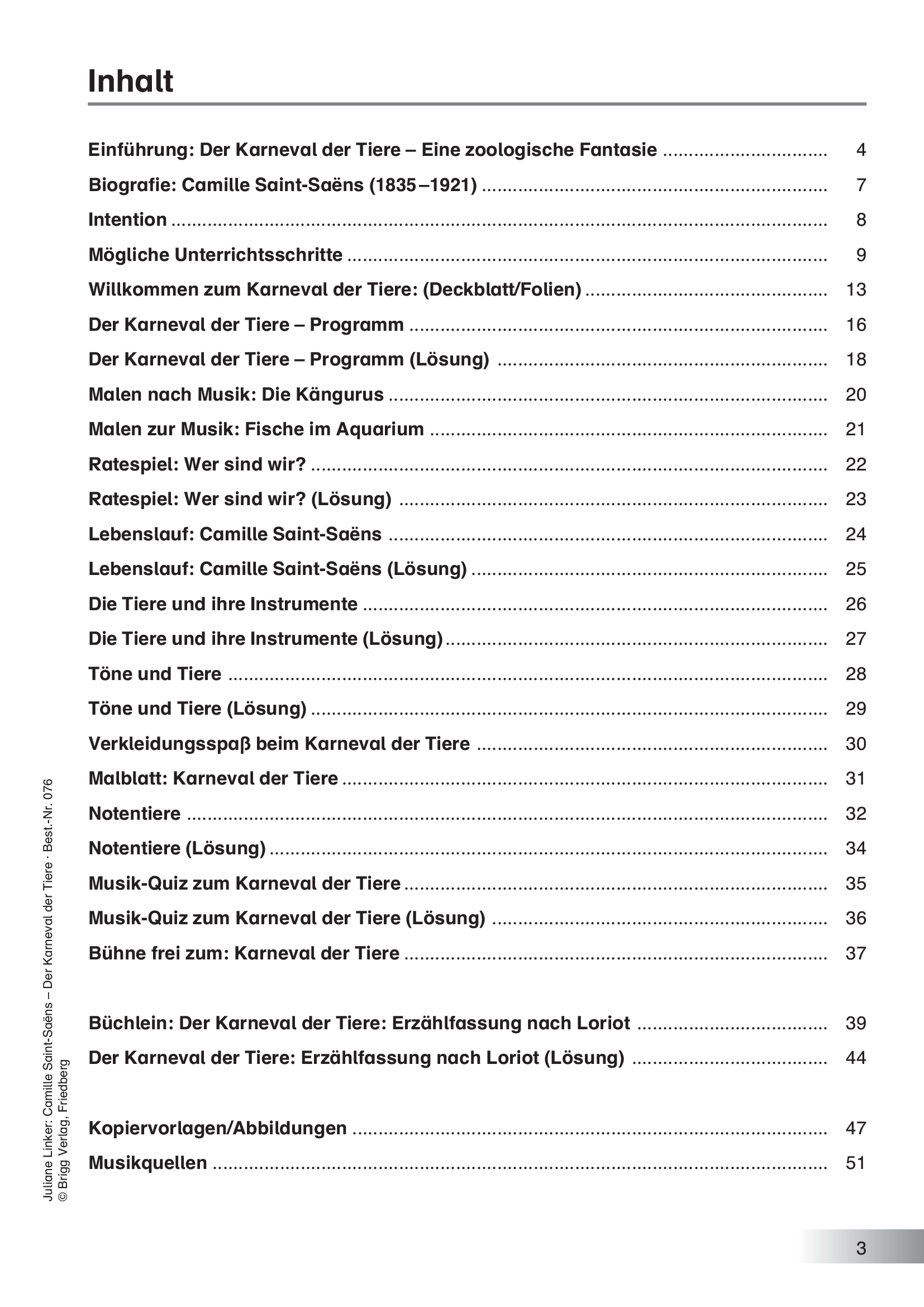 Inhalt Karneval der Tiere