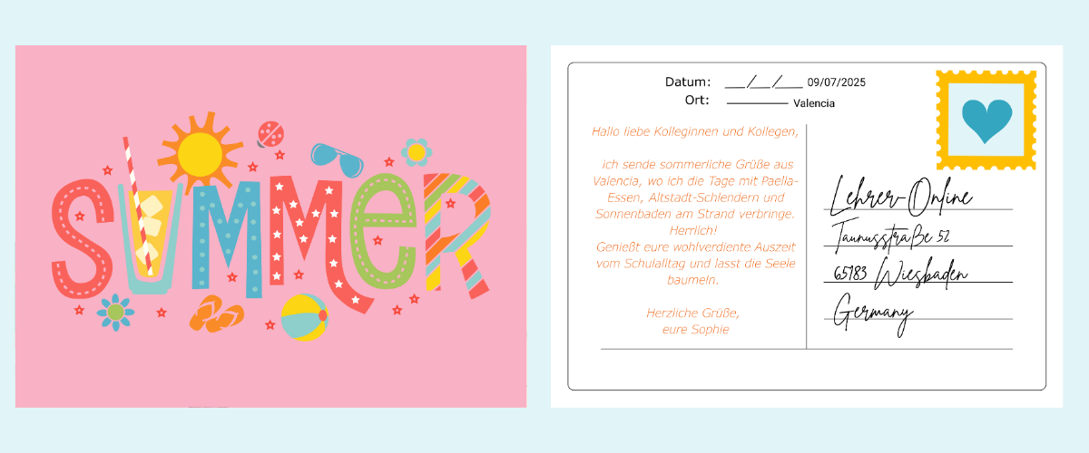 Postkarte Sommeraktion Lehrer-Online