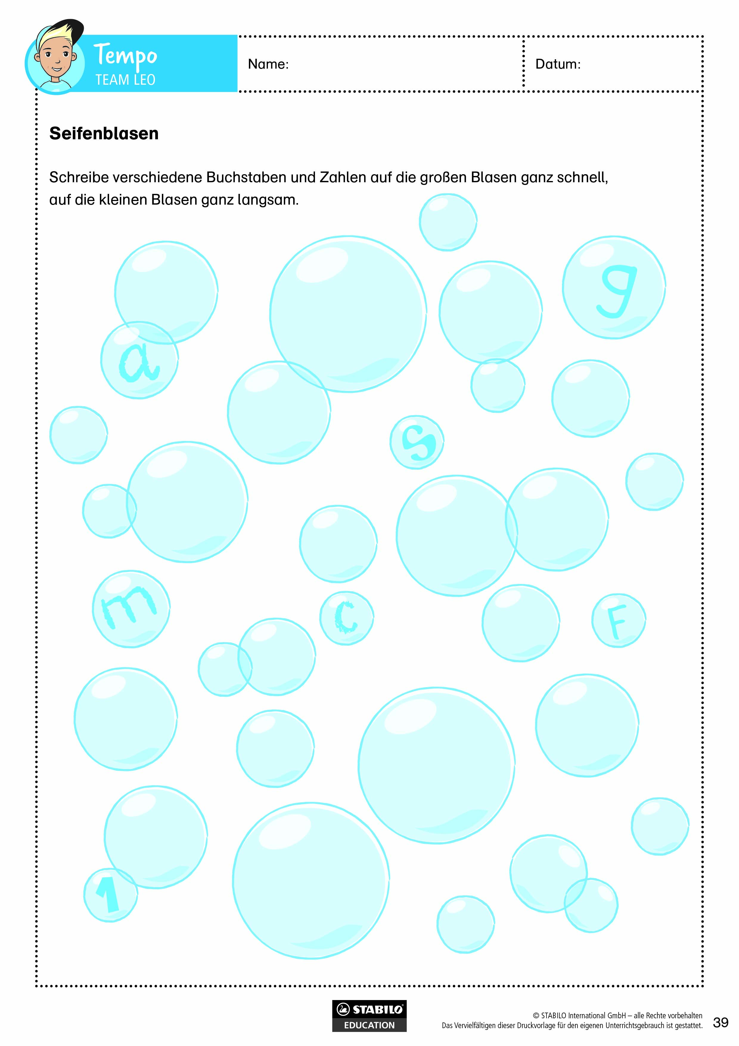Beispiel 2: Buchstaben und Zahlenspaß 1. und 2. 