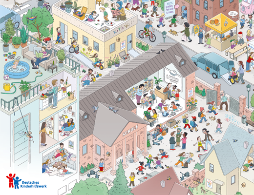 Wimmelbild zu Kinderrechte