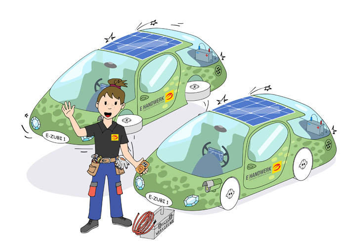 Zeichnung eines Zukunftmobils aus dem Malwettbewerb