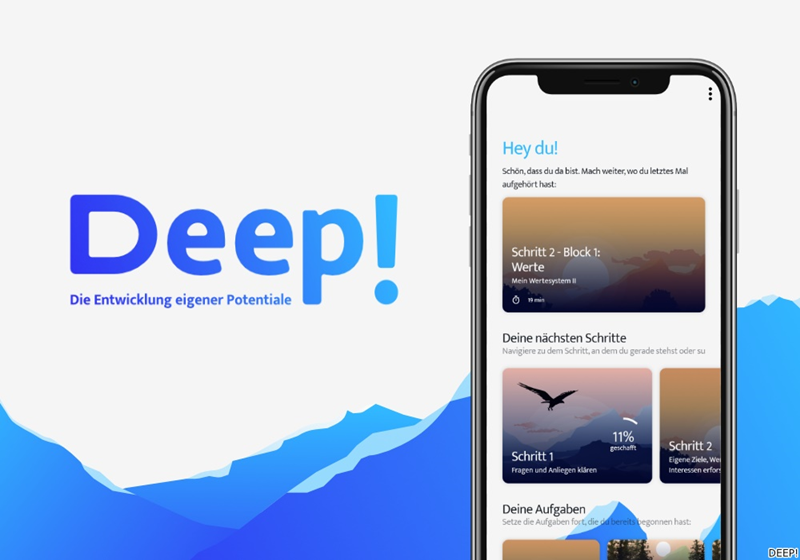 Smartphone mit geöffneter DEEP!-App