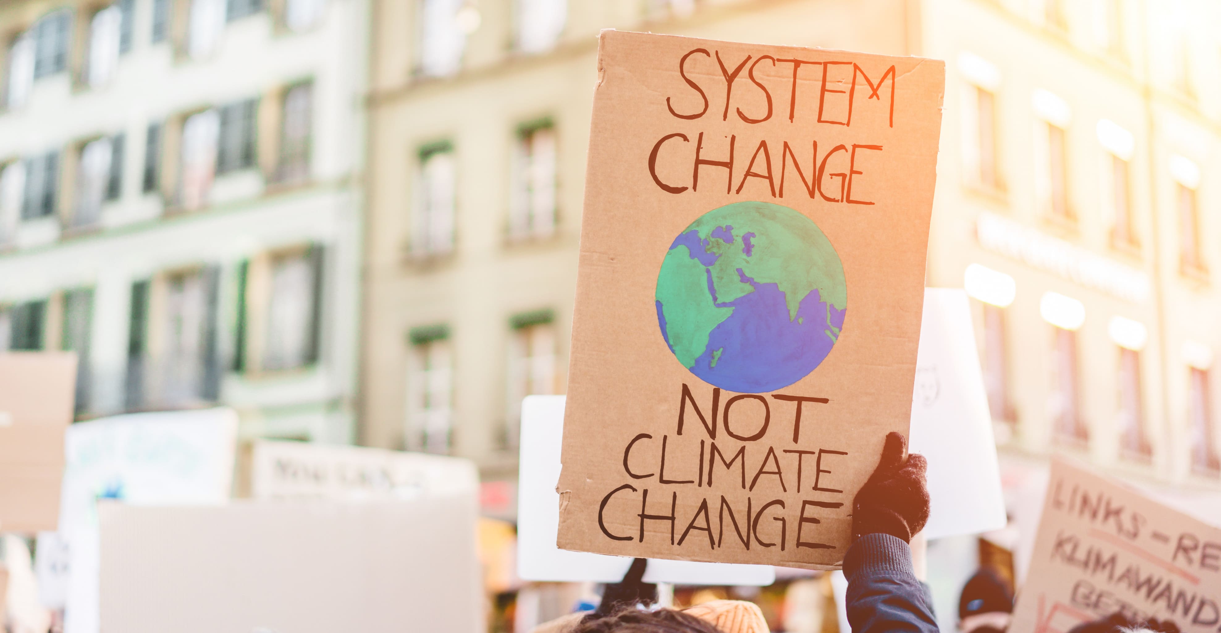 Demonstration, System Change, Klimademo, Schild