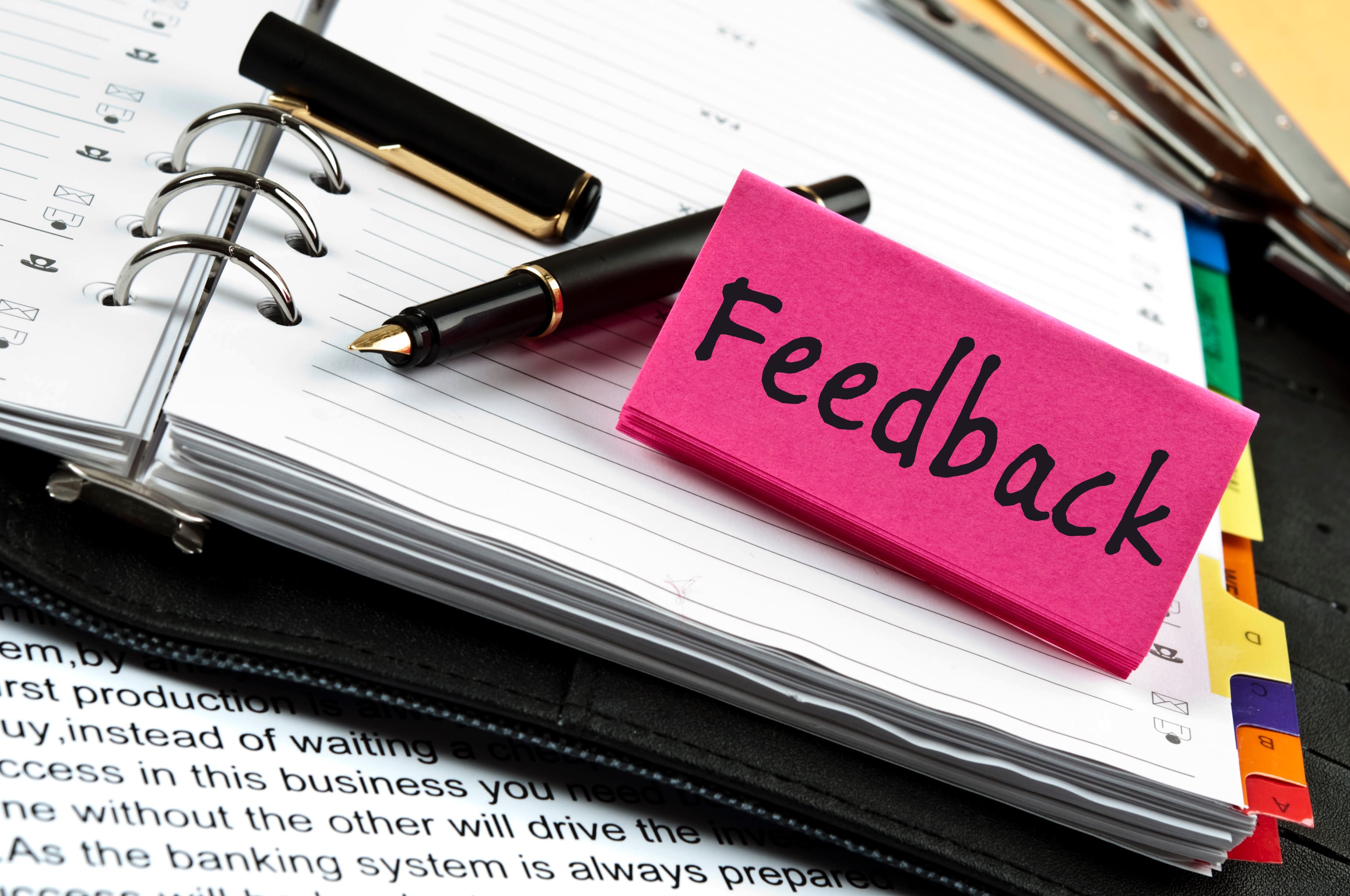 Feedback-Schild, Stift, Planer