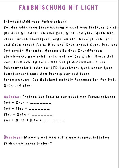 Beispiel: Farben erforschen Grundschule