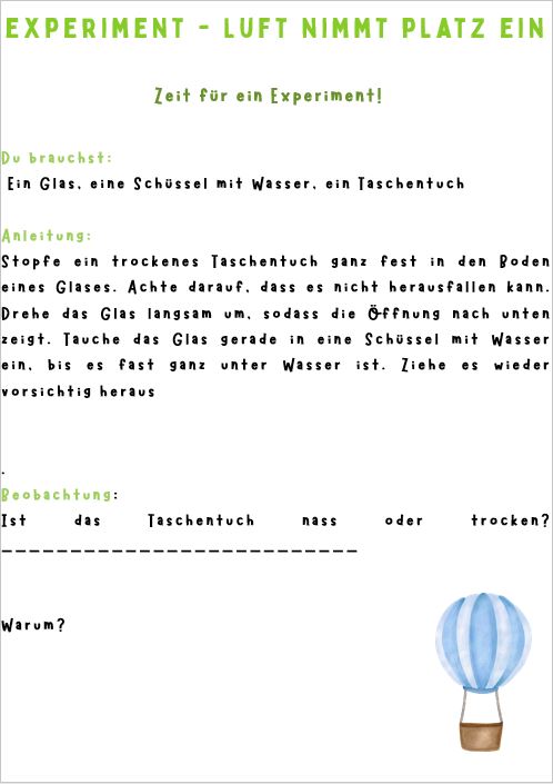 Beispiel: Luft Experimente Grundschule 