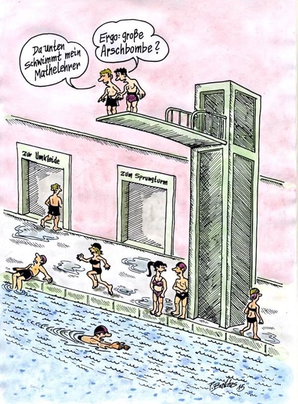 Arschbombe im Schwimmbad Cartoon Arschbombe im Schwimmbad Cartoon