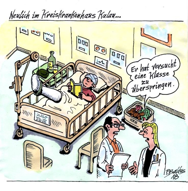 Cartoon Überspringen von Peter Baldus