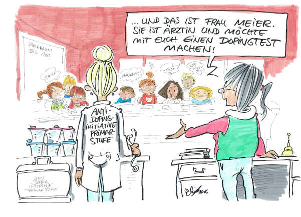 Cartoon: Dopingtest | von Michael Hüter