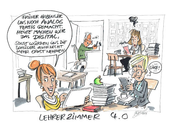 Cartoon: Lehrerzimmer 4.0 | von Michael Hüter