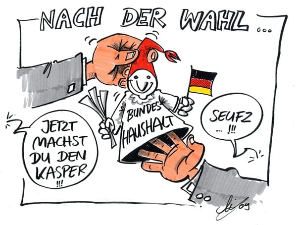Cartoon: Nach der Wahl Nach der Wahl werden die Aufgaben neu vergeben.