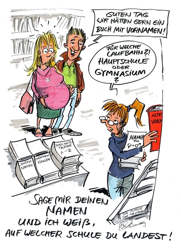 Cartoon: Nomen est Omen Was der Name über die Schul-Laufbahn verrät