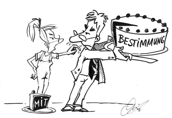 Cartoon: Mitbestimmung Stück vom Kuchen