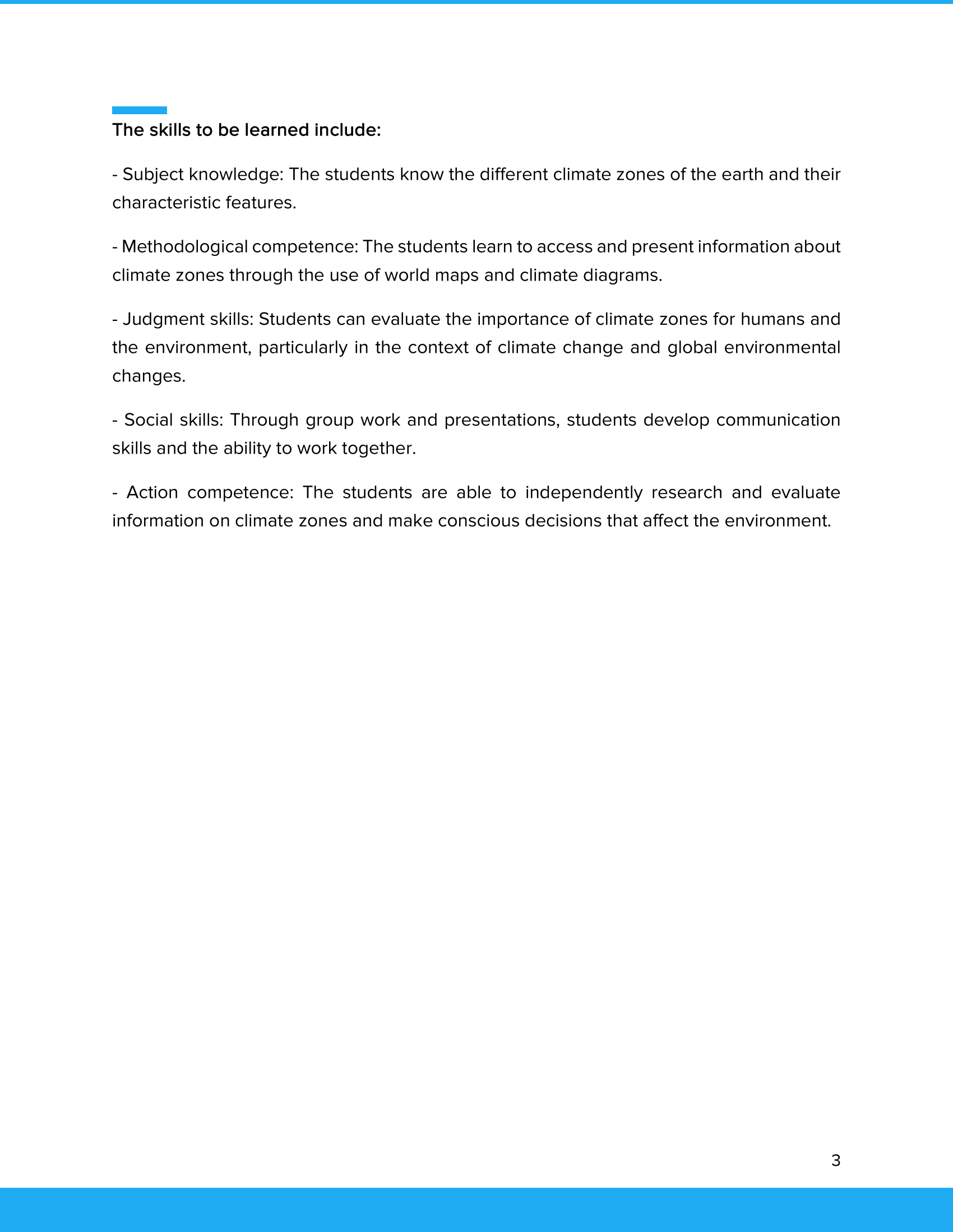 Kompetenzen Climate Zones Workbook