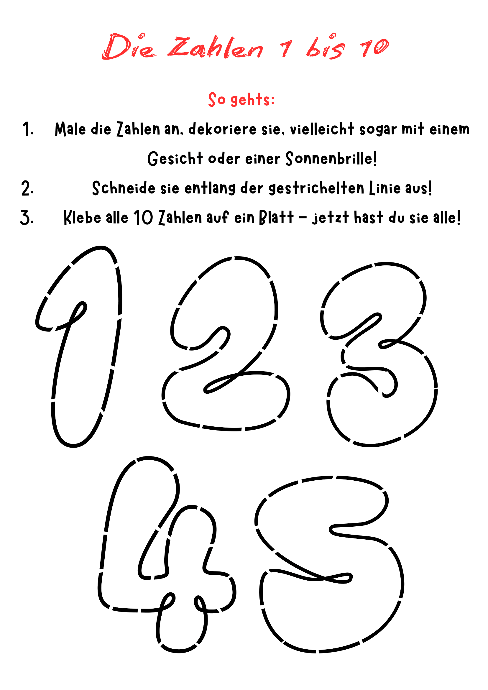Die Zahlen 1-10 basteln: Schritt für Schritt Anleitung