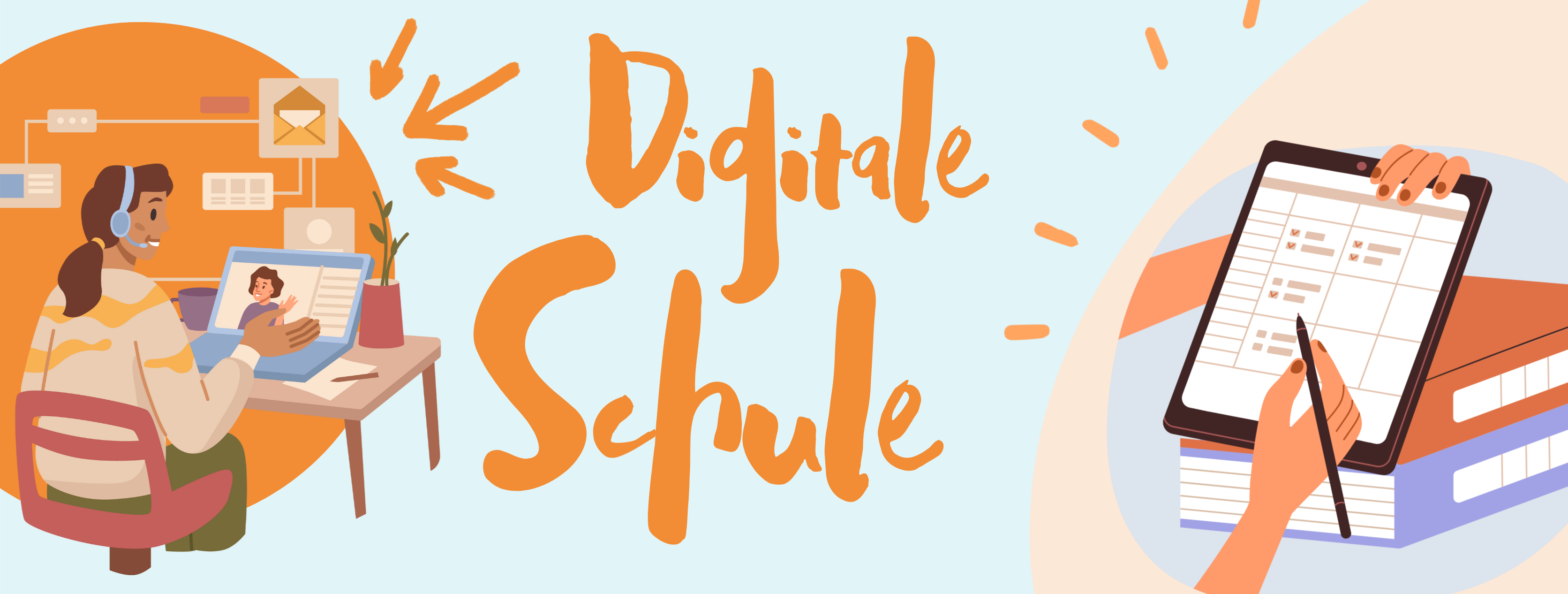 Digitale Schule mit Laptop und iPad