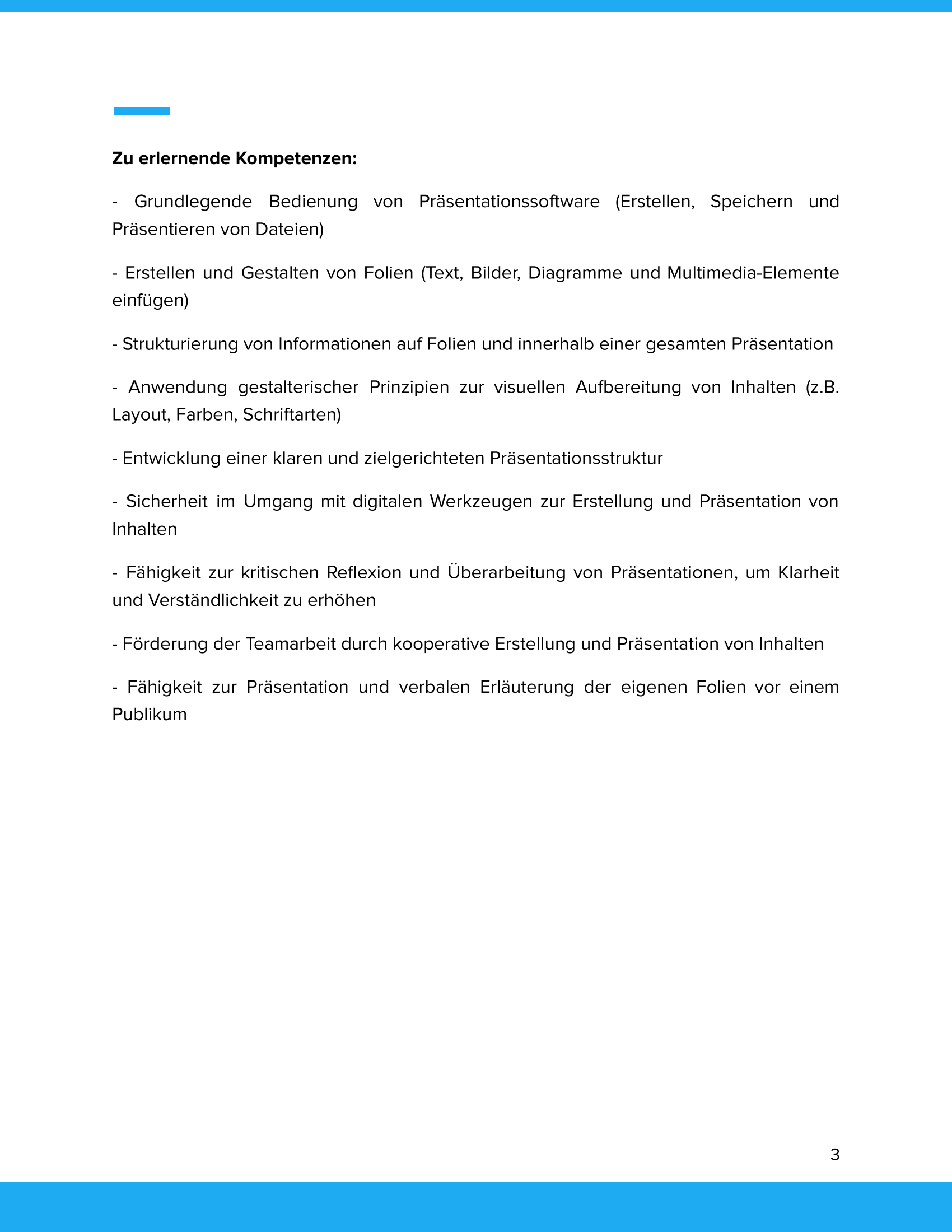 Inhalte "Einführung Powerpoint"
