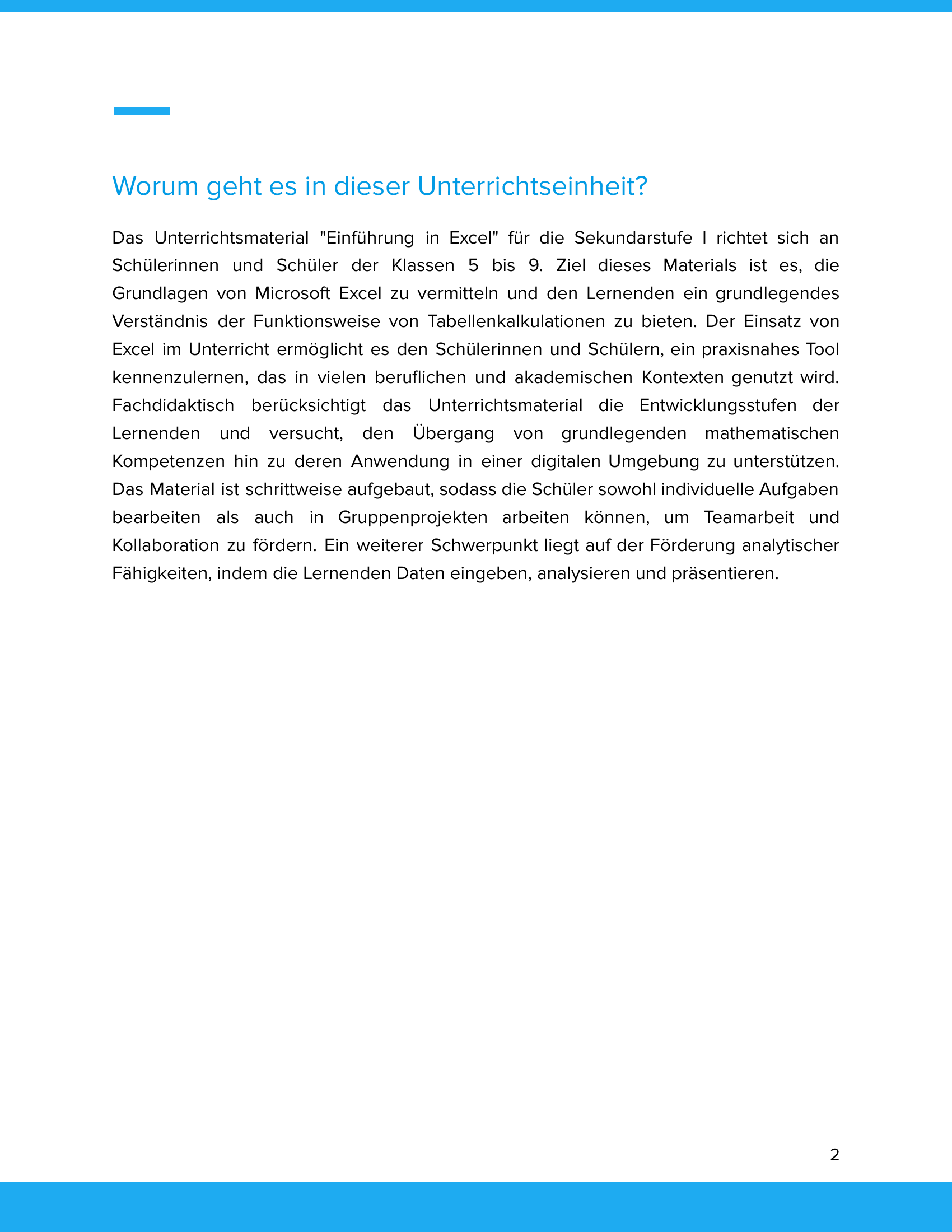 Worum geht es in "Einführung in Excel"?