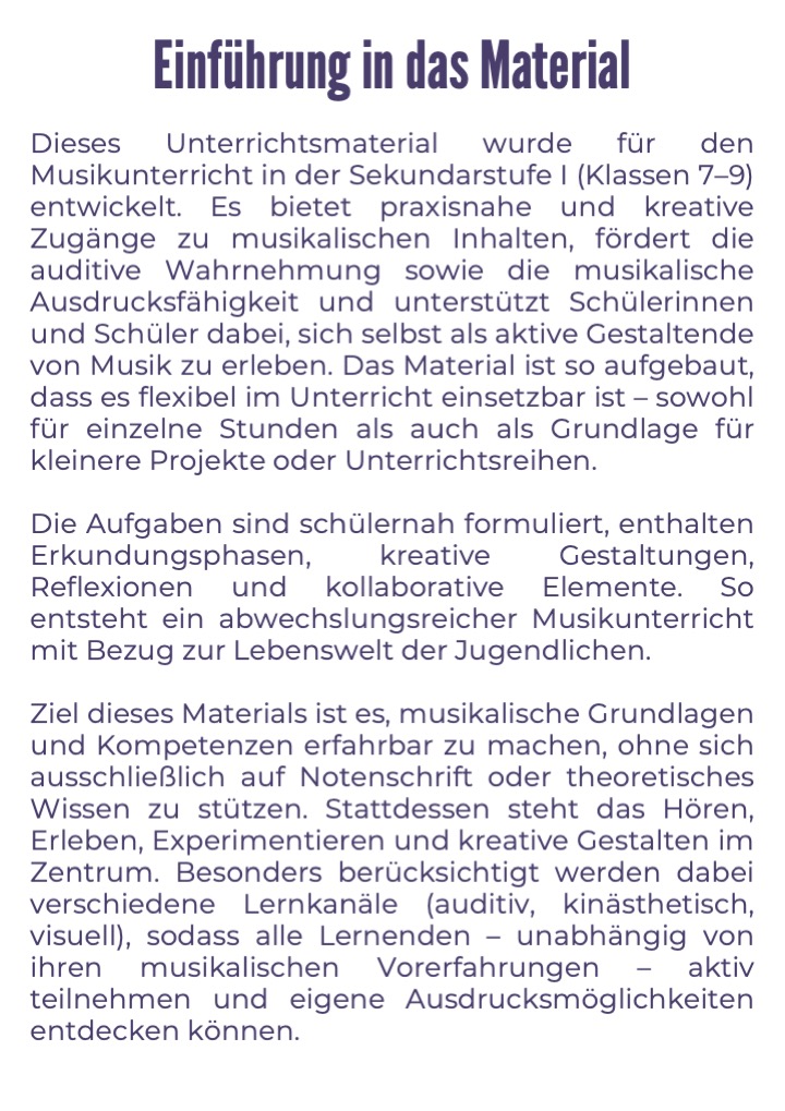Einführung in das Material Partitur