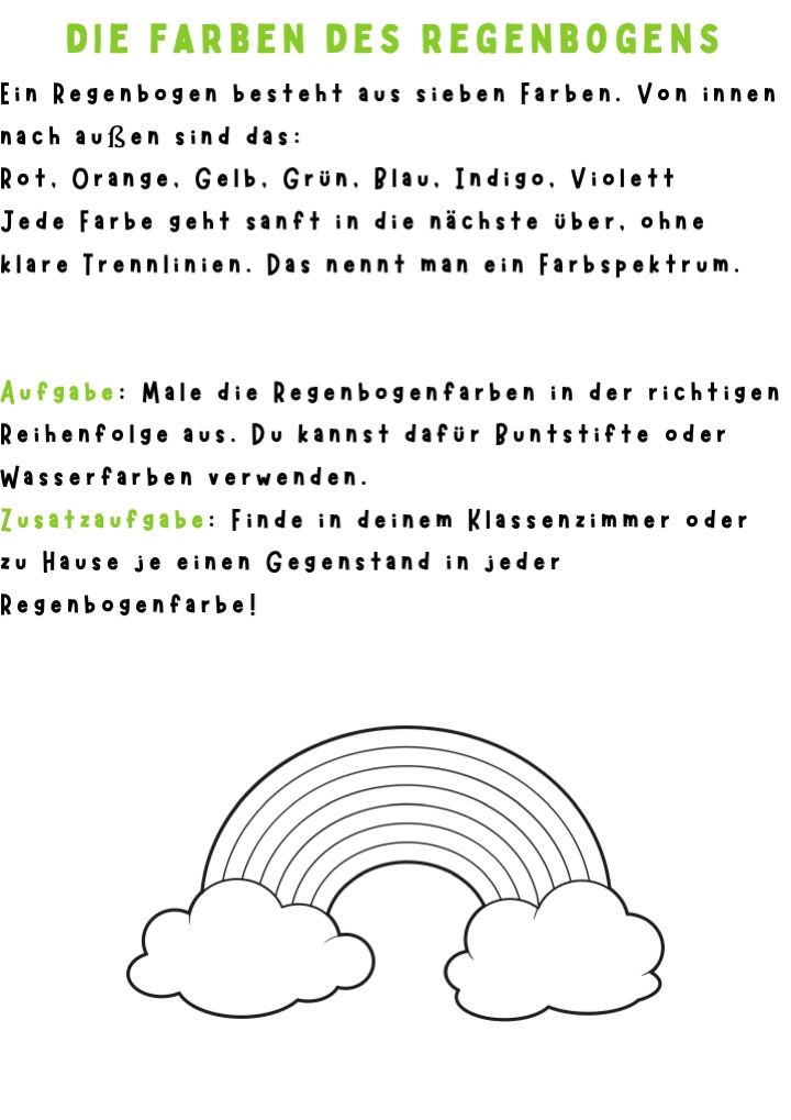 Ausmalaufgabe Regenbogen