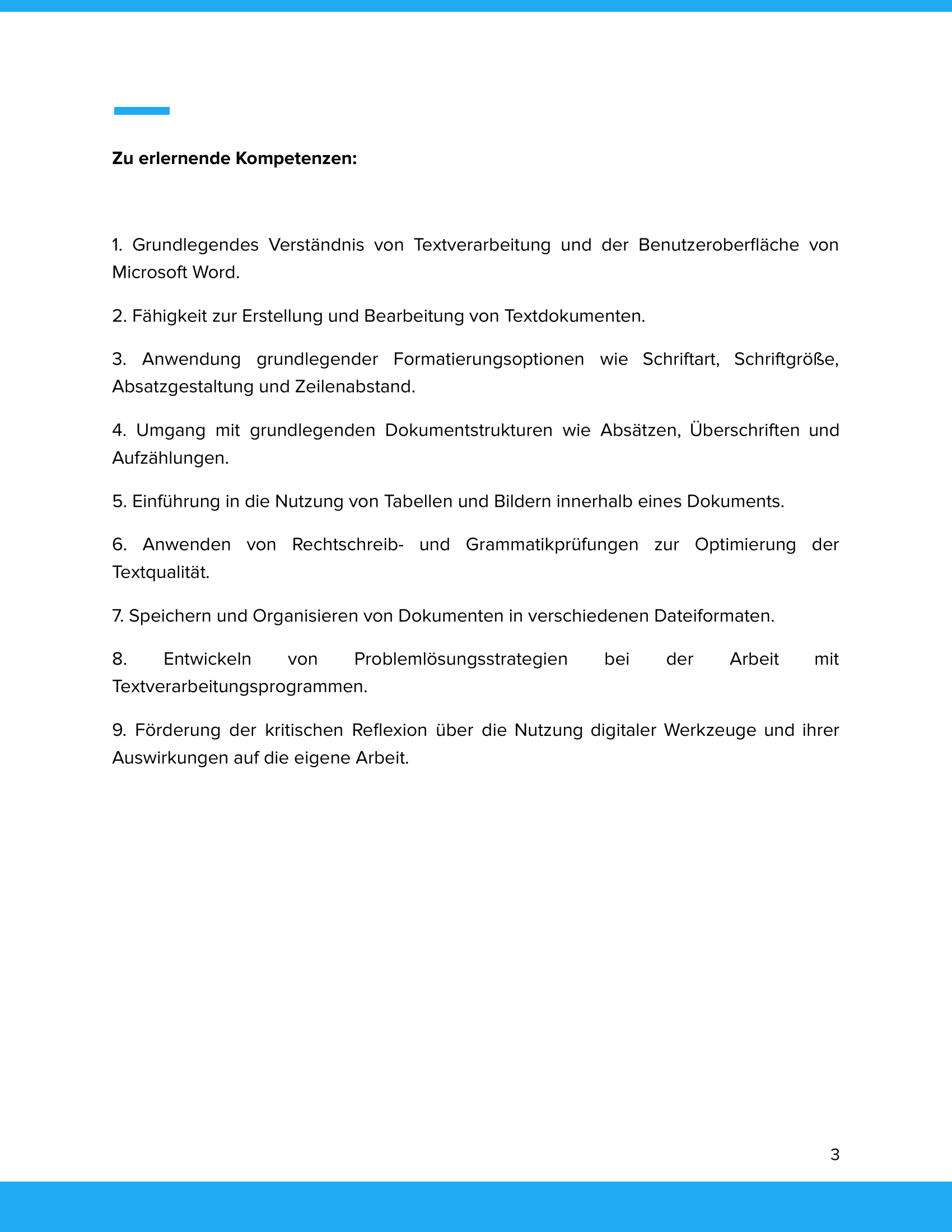 Fähigkeiten Word Grundlagen