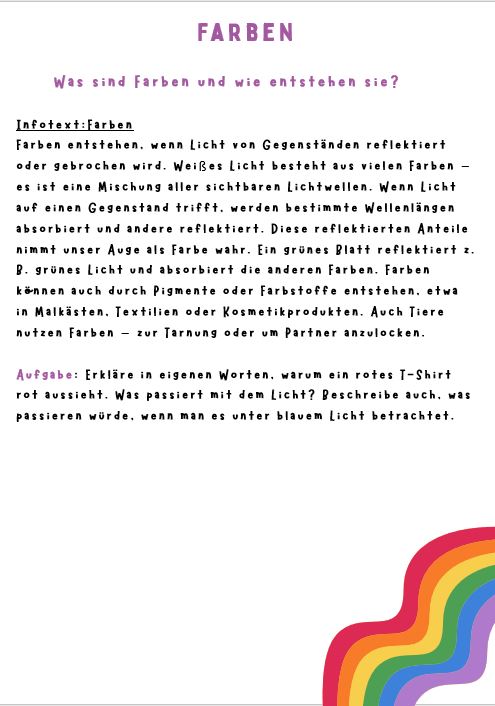 Info: Farben erforschen Grundschule
