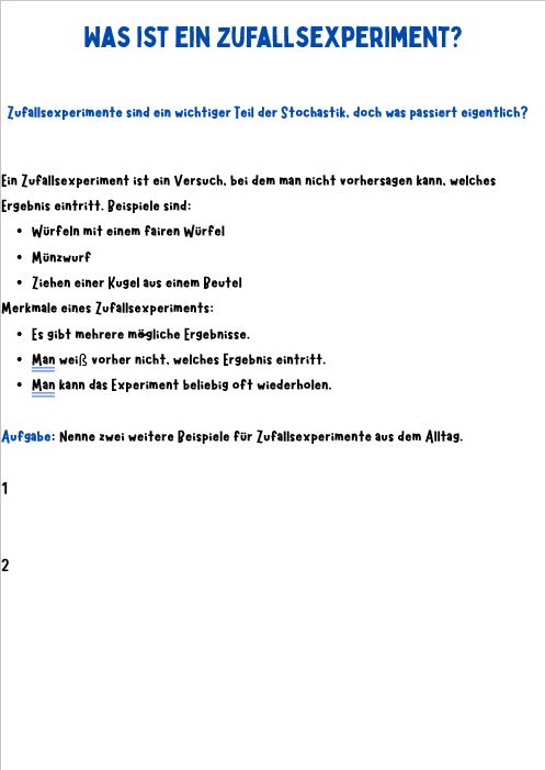 Info: Laplace-Experimente Sekundarstufe I