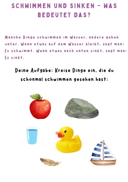 Info: Schwimmen und Sinken – Grundschule 