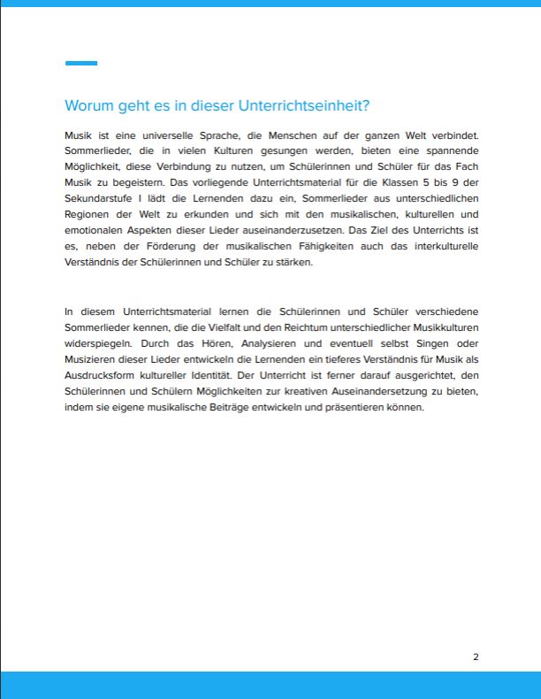 Info: Sommerlieder aus aller Welt