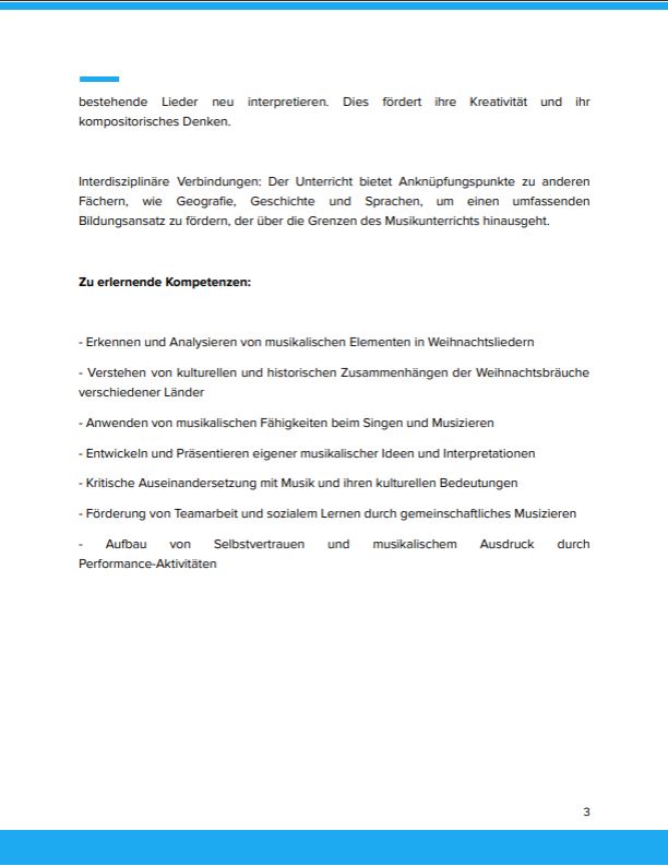 Kompetenzen: Weihnachtslieder aus aller Welt 