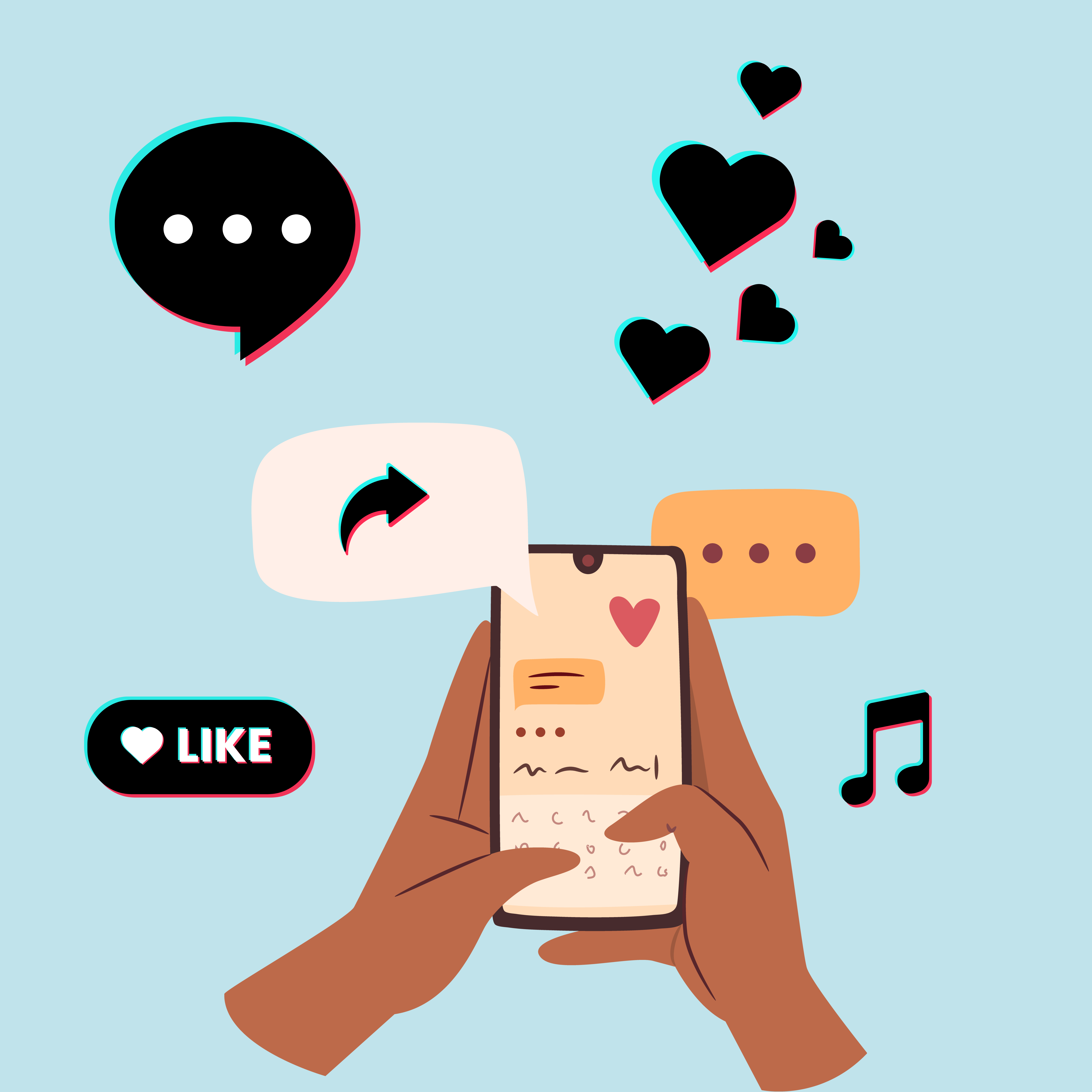 Hände halten Handy mit offenem Chat in der Hand