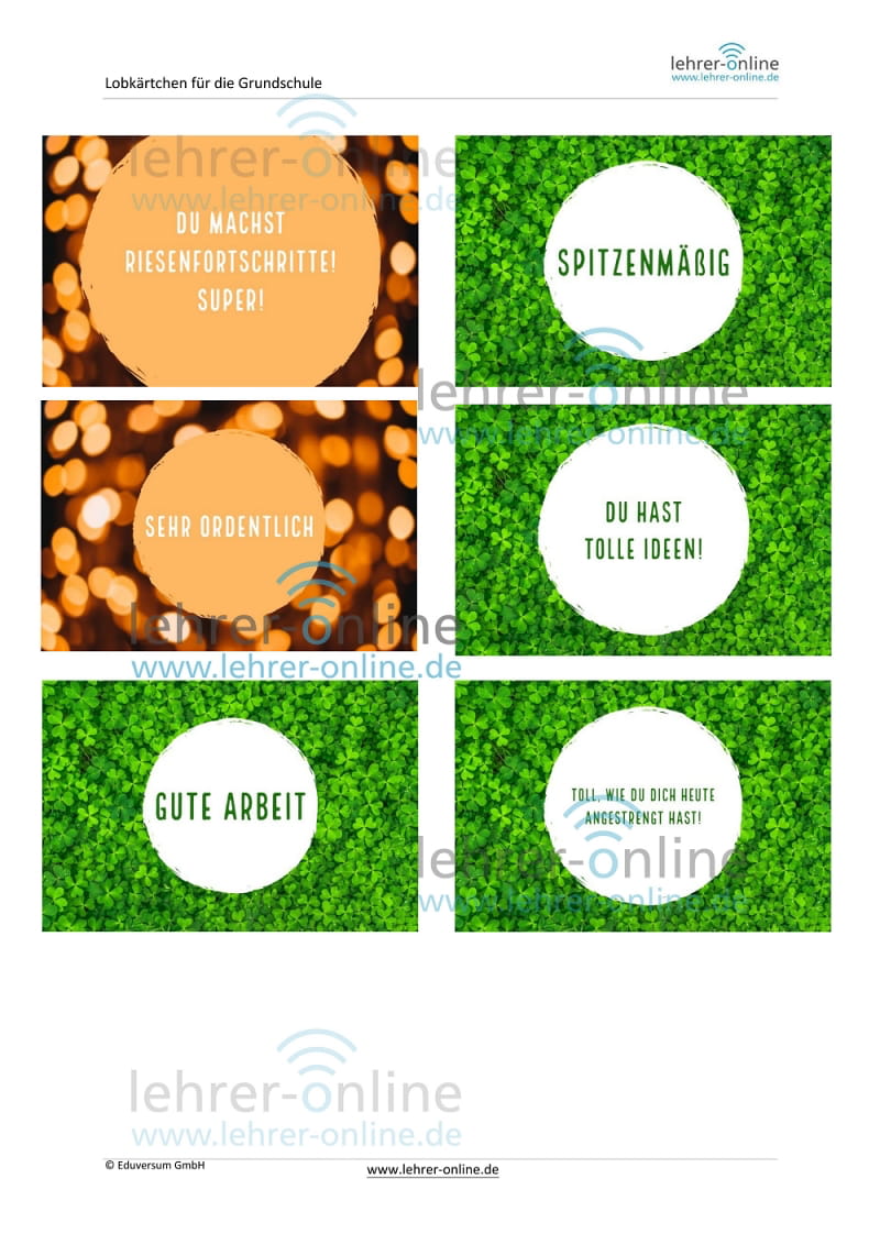 Lobkärtchen mit Klee...