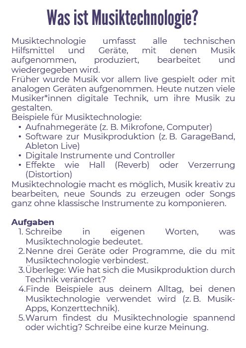 Thematischer Einstieg Musiktechnologie