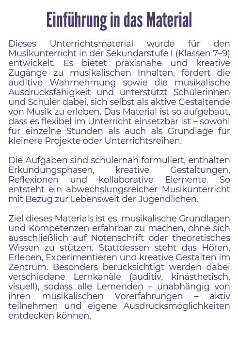 Einführung in das Material: Musiktechnologie