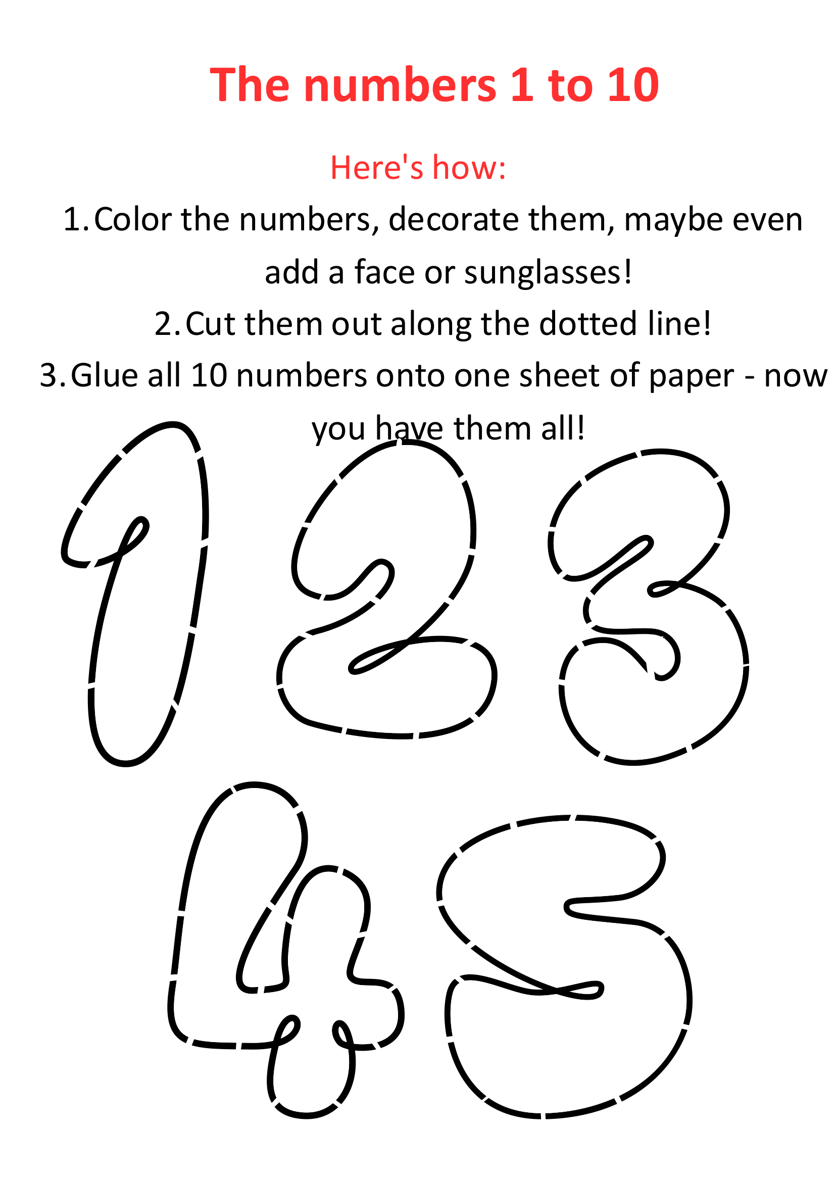 Bastelanleitung "The numbers 1-10"