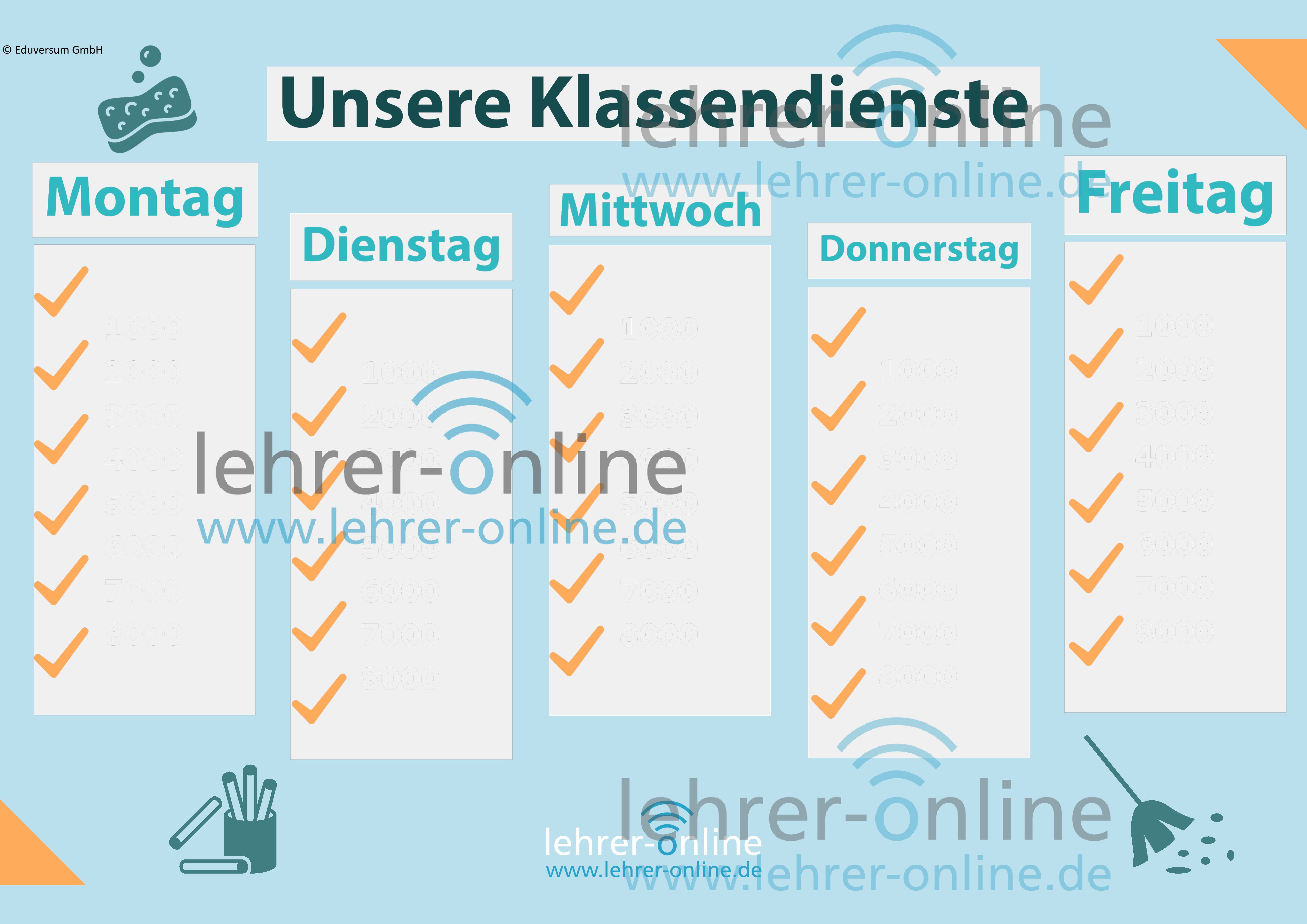 Poster Klassendienste blau