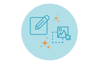 Icon Stift und digital verschobene Grafik