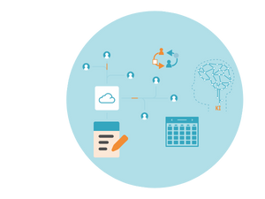 Icons:Cloud, Tauschen, Stundenplan, KI-Gehirn