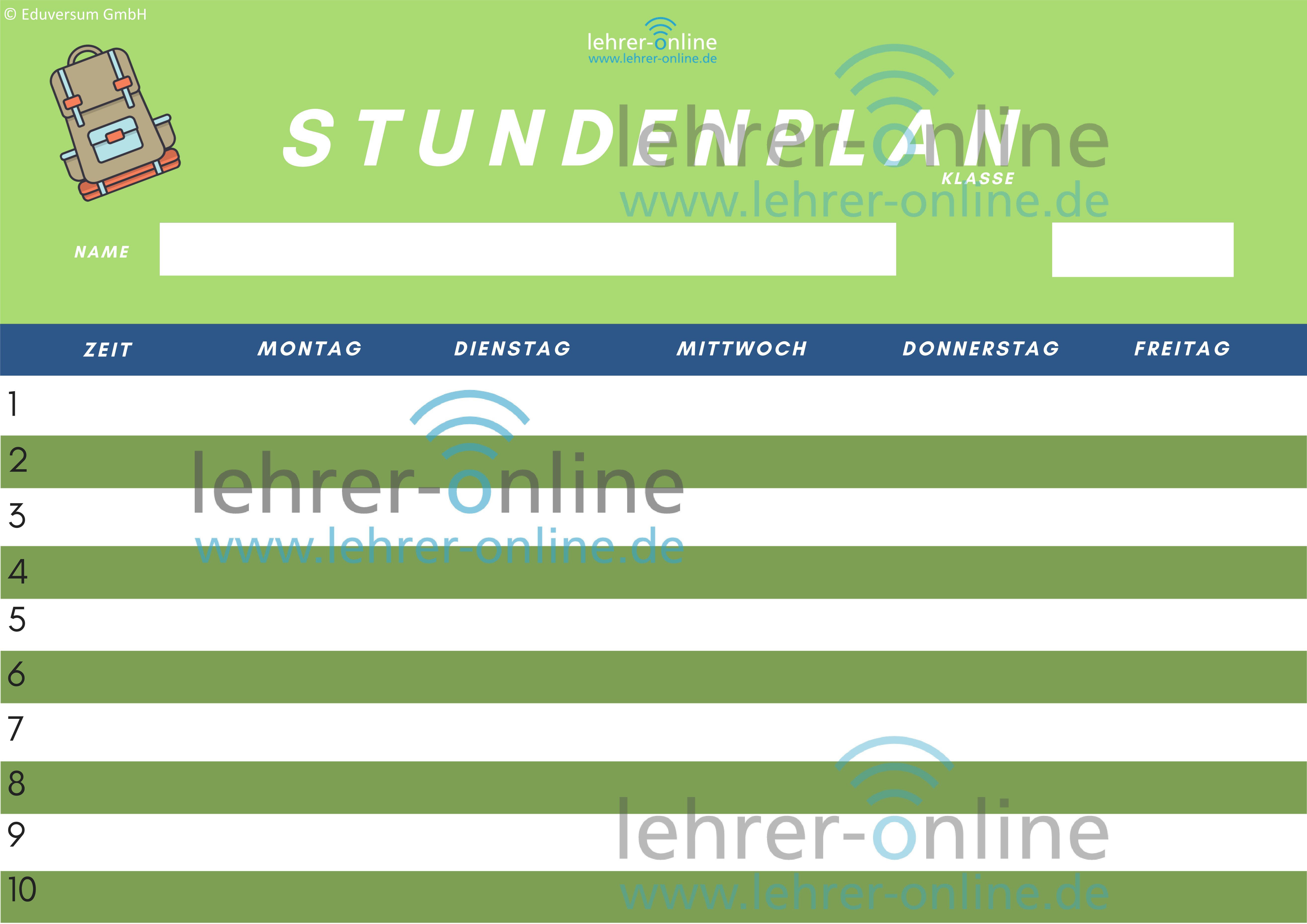 Stundenplan weiß grün