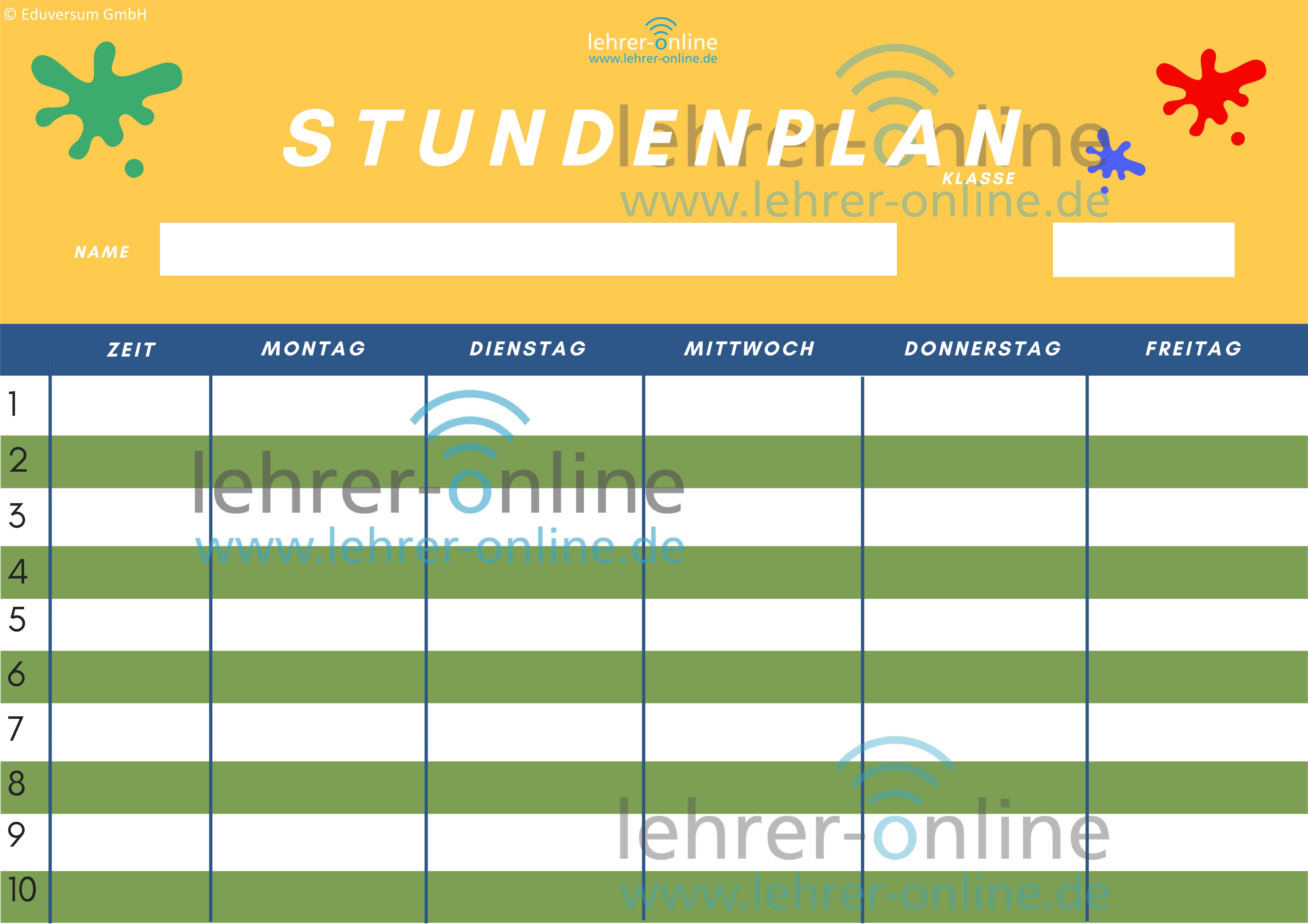 Stundenplan grün gelb