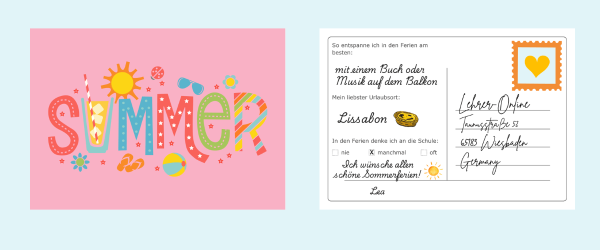 Postkarte Sommeraktion Lehrer-Online