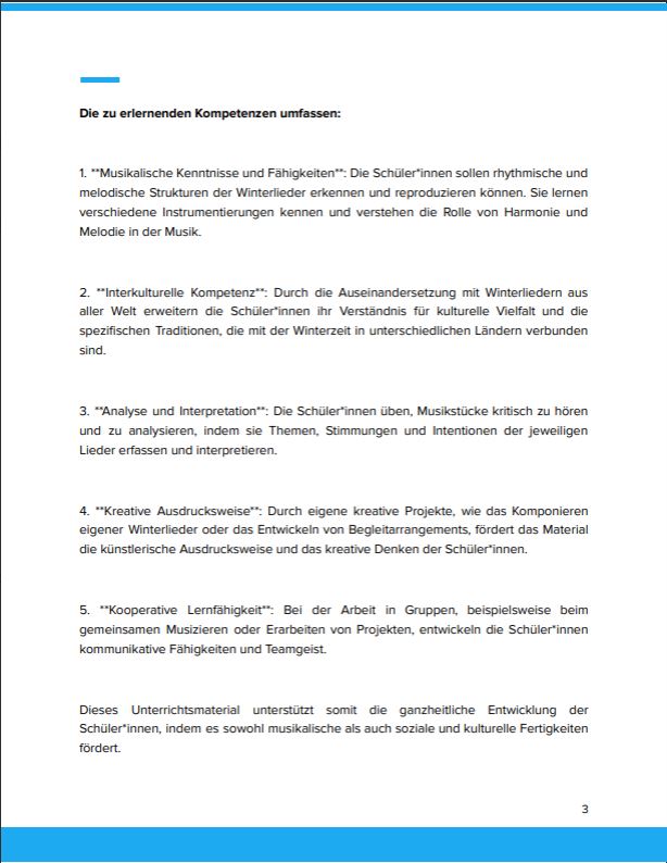 Kompetenzen: Winterlieder Global 