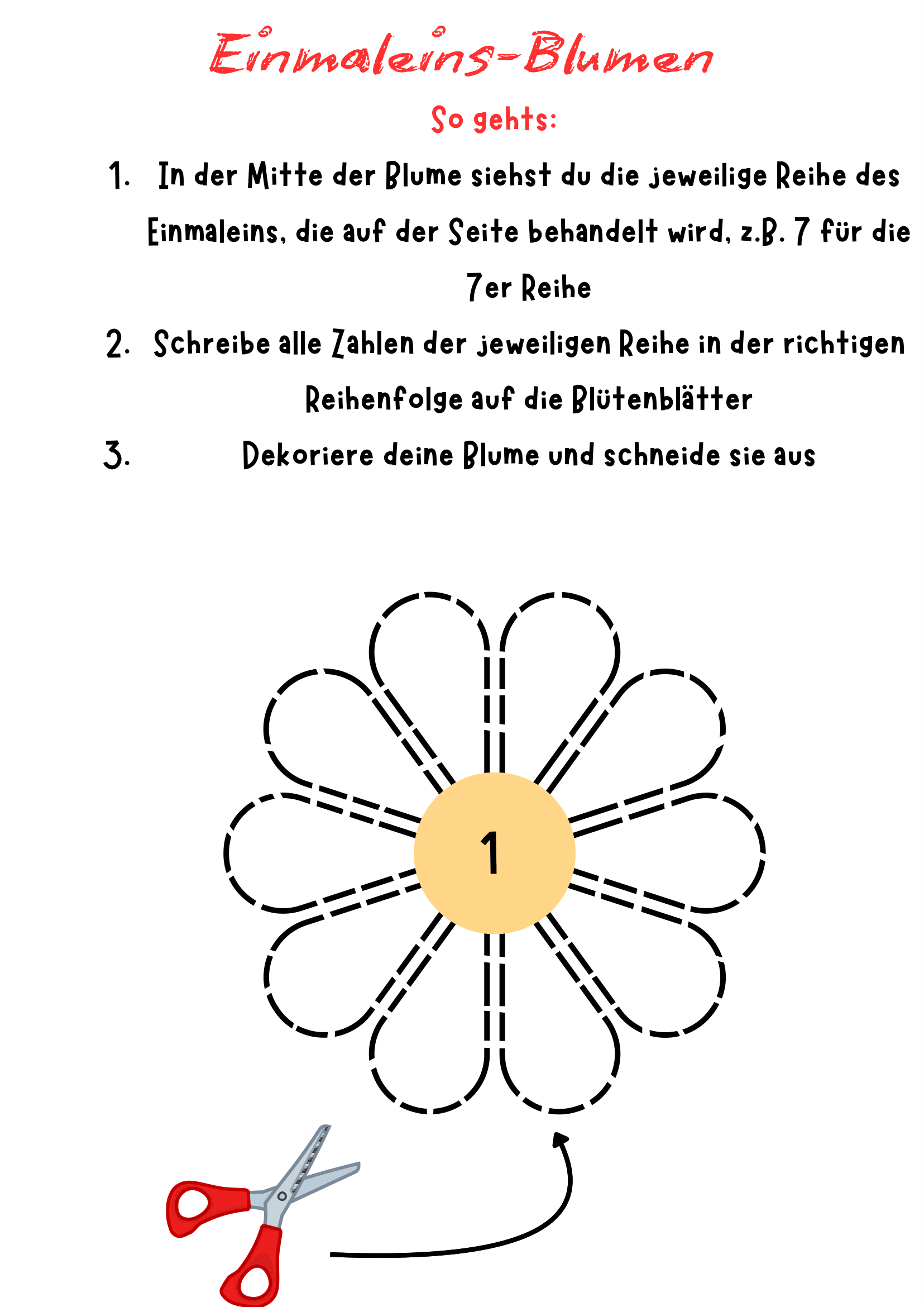 Bastelanleitung mit Blume zum ausschneiden