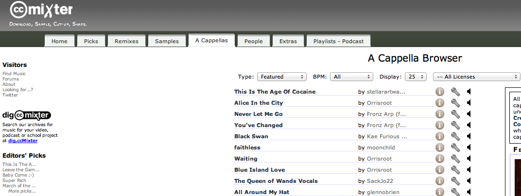 Screenshot: http://ccmixter.org/