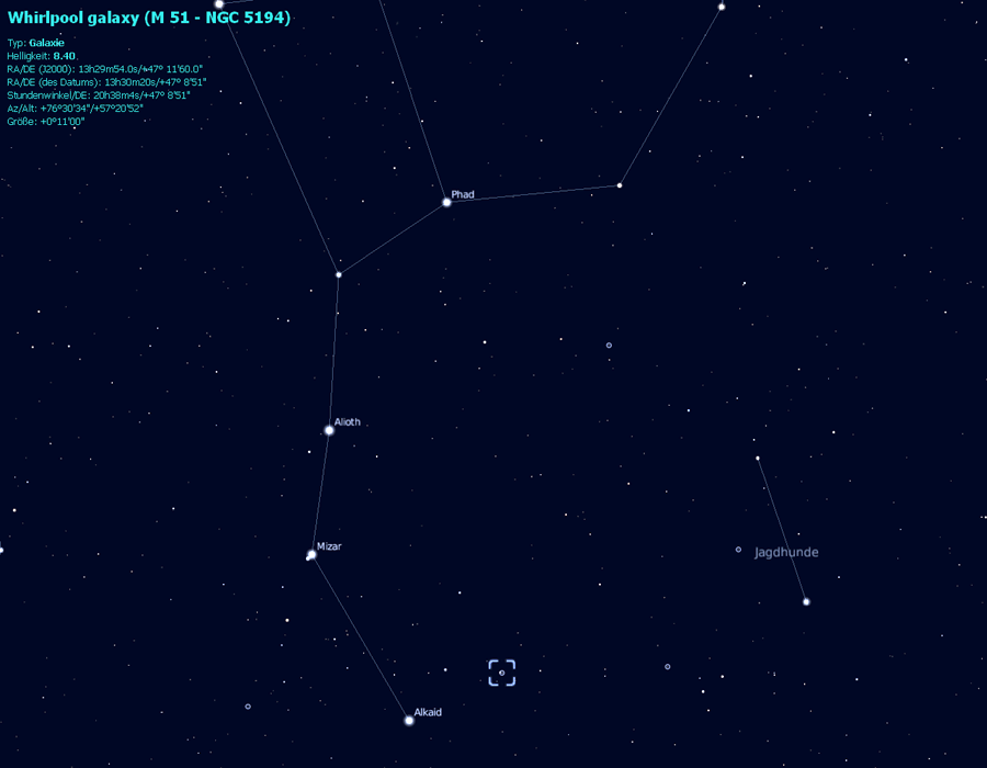 M 51, Aufsuchkarte