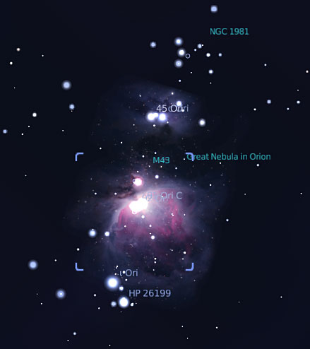 Orionnebel (erstellt mit Stellarium)